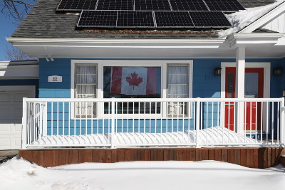 Our house with Canada flag